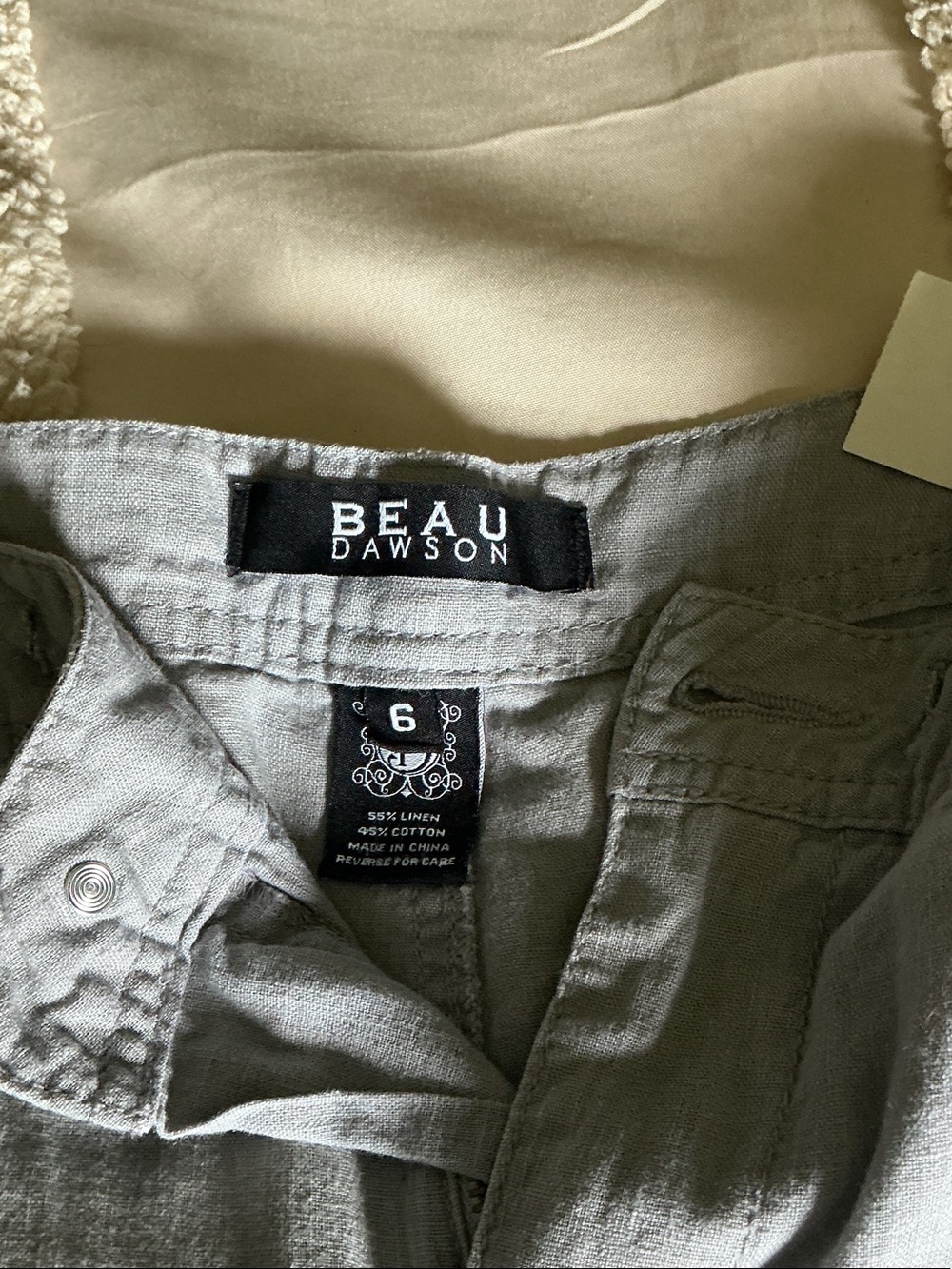 Beau Dawson Men's Gray Linen-Cotton Chinos